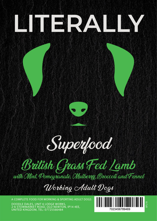 Literally Superfoods 65 Grass fed Lamb for working dogs 15kg