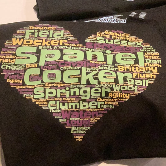 Spaniel themed WordArt hooded sweatshirt