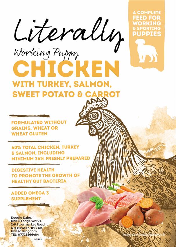 Literally Grain free puppy. Chicken, turkey & salmon 6kg