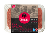 Benyfit Natural 80/10/10 meat feast raw dog food. Beef
