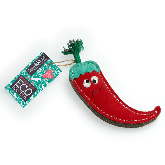 Green & Wilds Chad The Red Hot Chilli Pepper eco dog toy