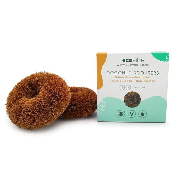 Eco vibe coconut fibre scourers. Twin pack