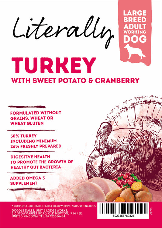 Literally Grain free Working dog turkey large breed 15kg