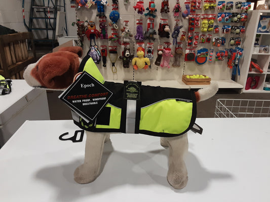 Animate harness zip dog coat. Hi vis with collar.