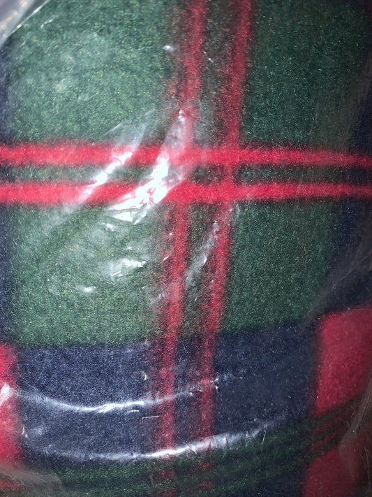 Dog onesie.  Fleece suit.  Red/green check