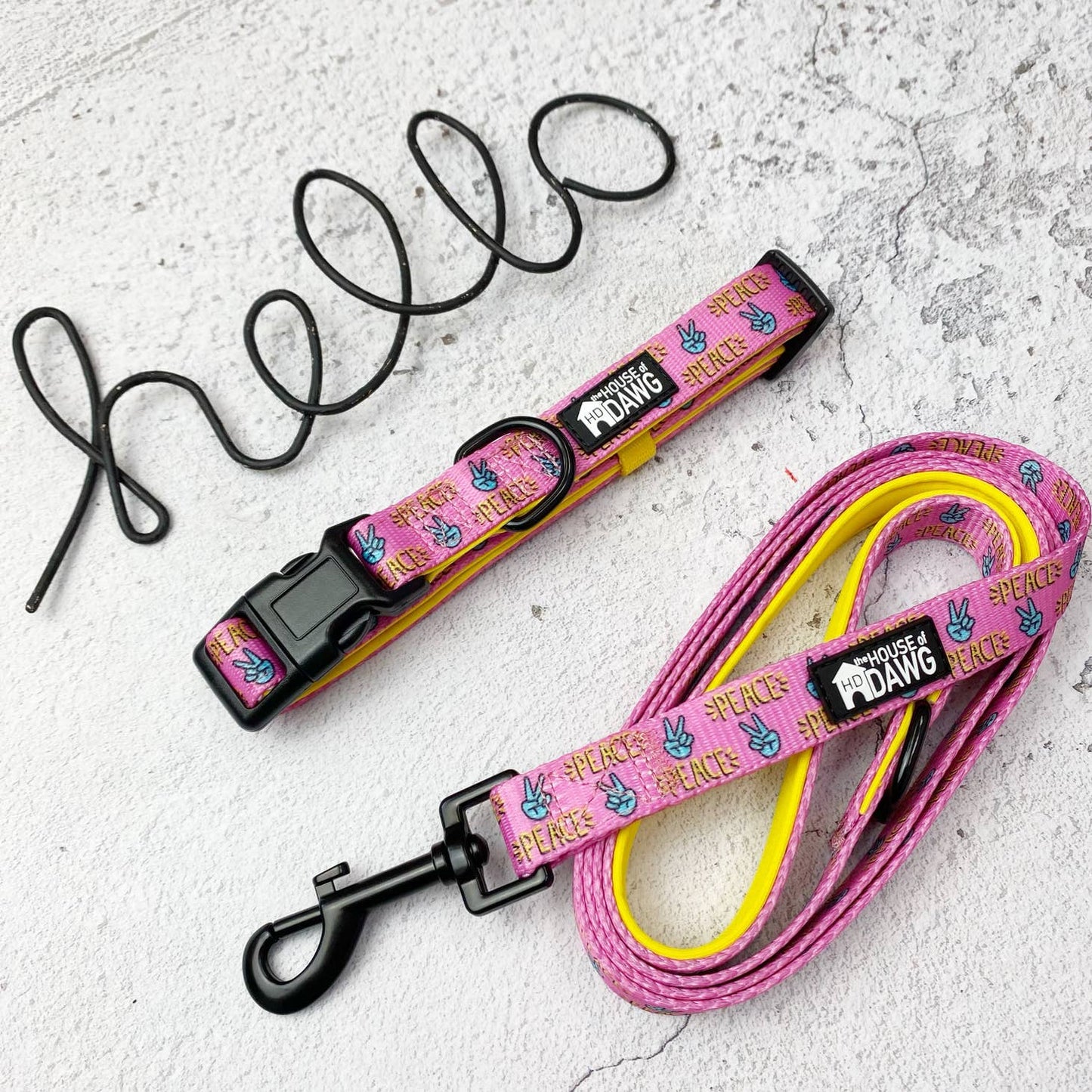 House of Dawg. Pink Peace dog collar