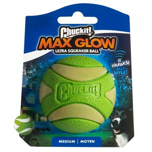 Chuckit Max Glow ultra squeaker ball medium