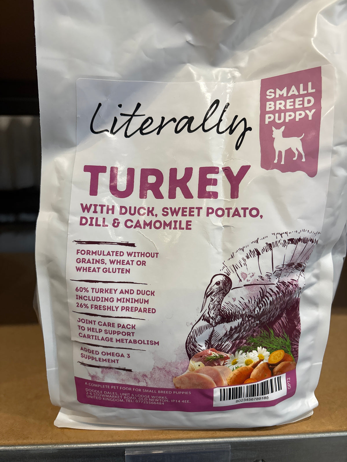 Literally Small Breed Puppy Food. Grain Free Turkey and Duck