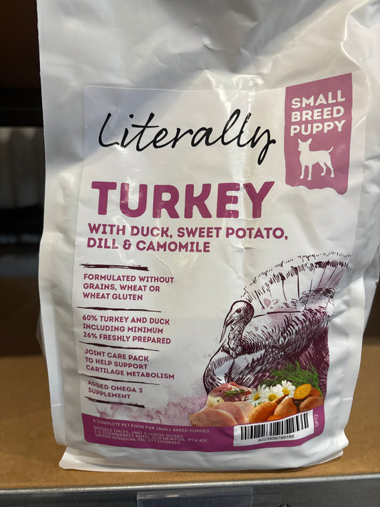 Literally Small Breed Puppy Food. Grain Free Turkey and Duck