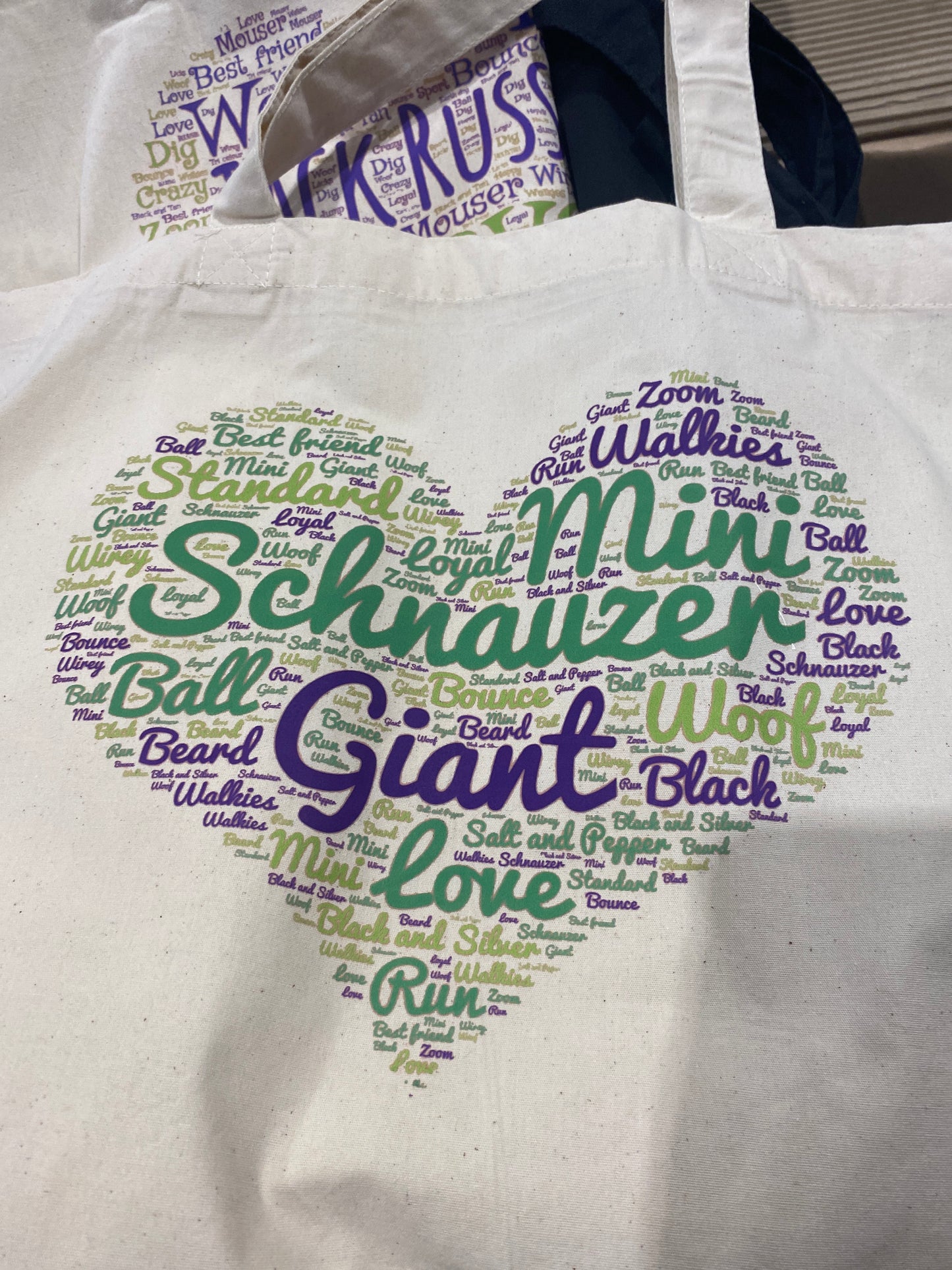 Schnauzer themed WordArt shopping bag