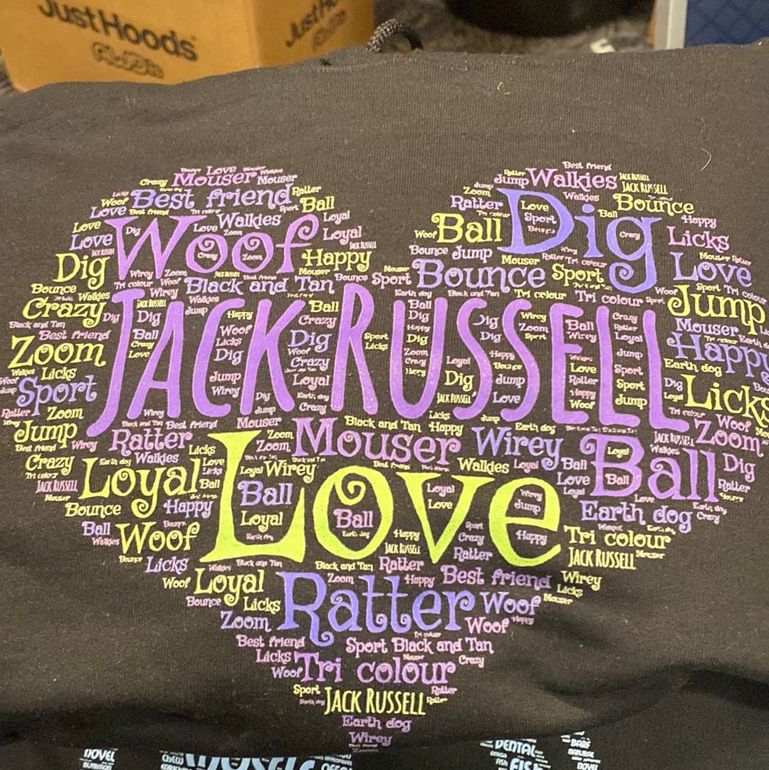 Jack Russell themed hooded sweatshirt