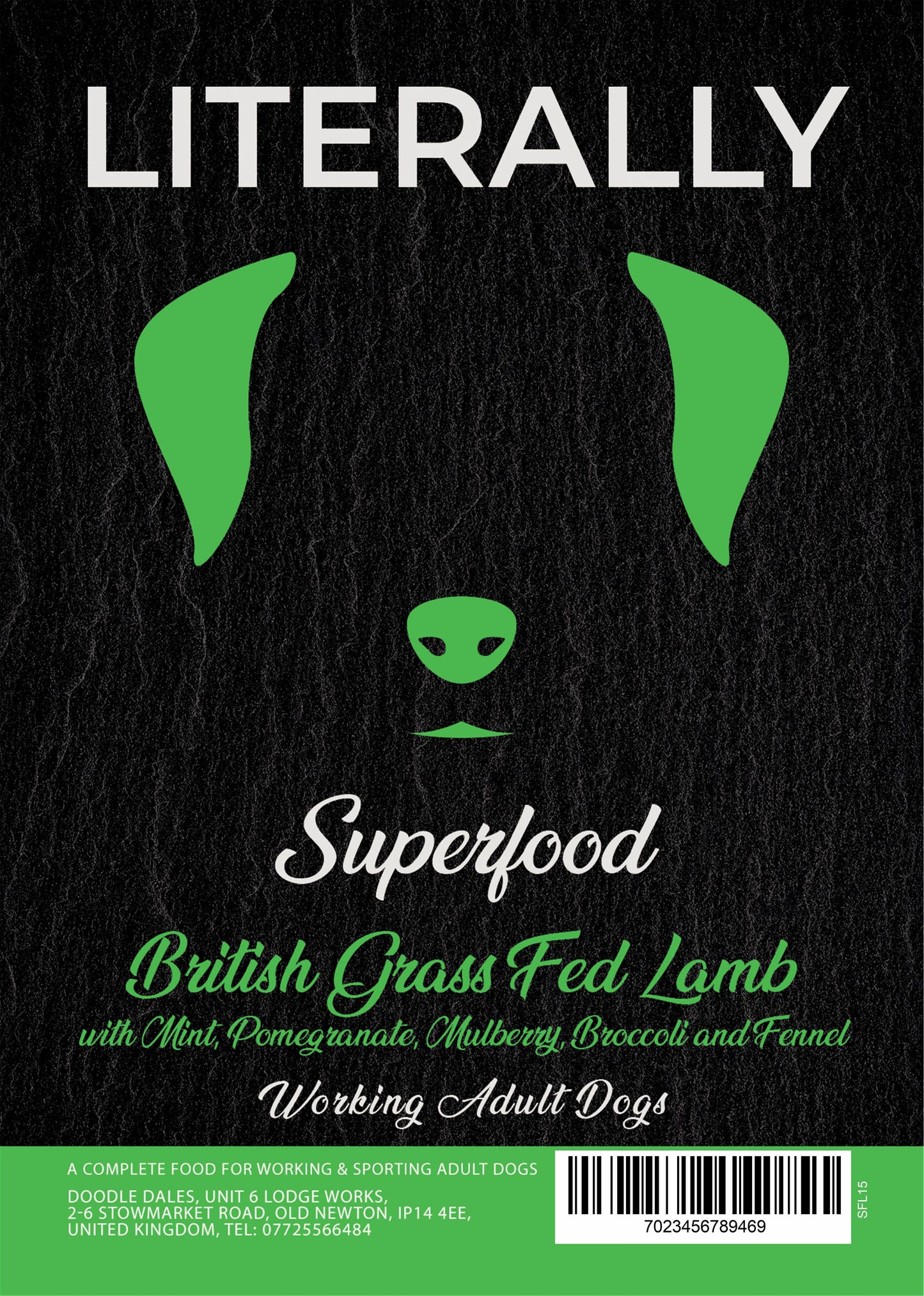 Literally Superfoods 65 Grass fed Lamb for working dogs 15kg