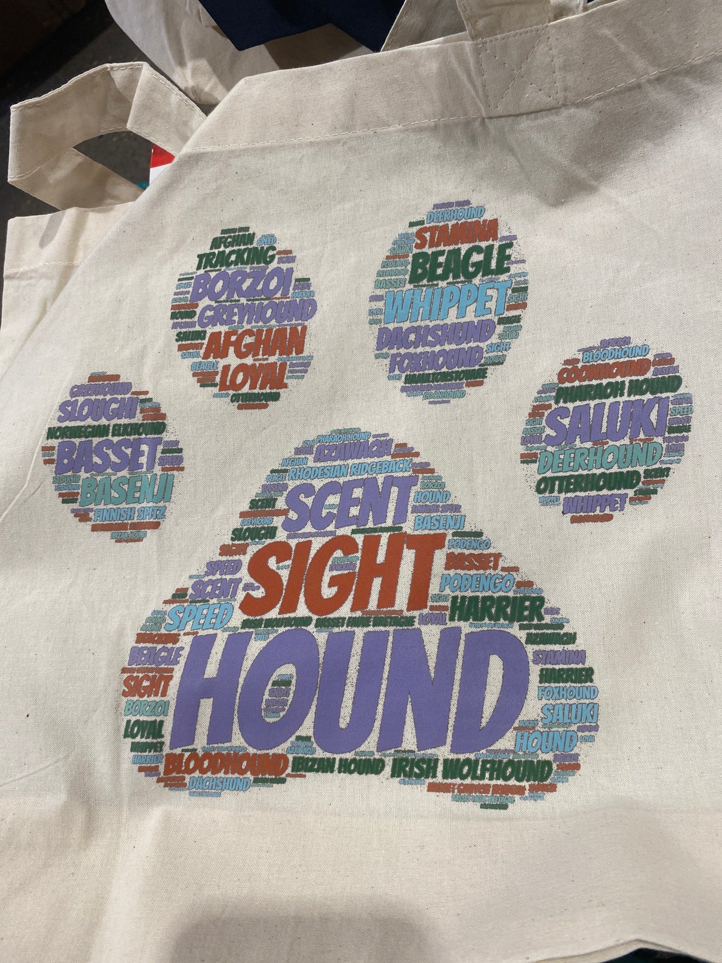 Hound themed WordArt shopping bag