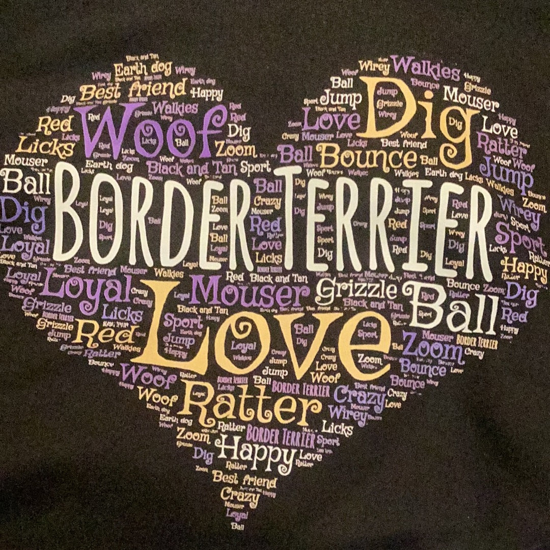 Border Terrier themed WordArt hooded sweatshirt