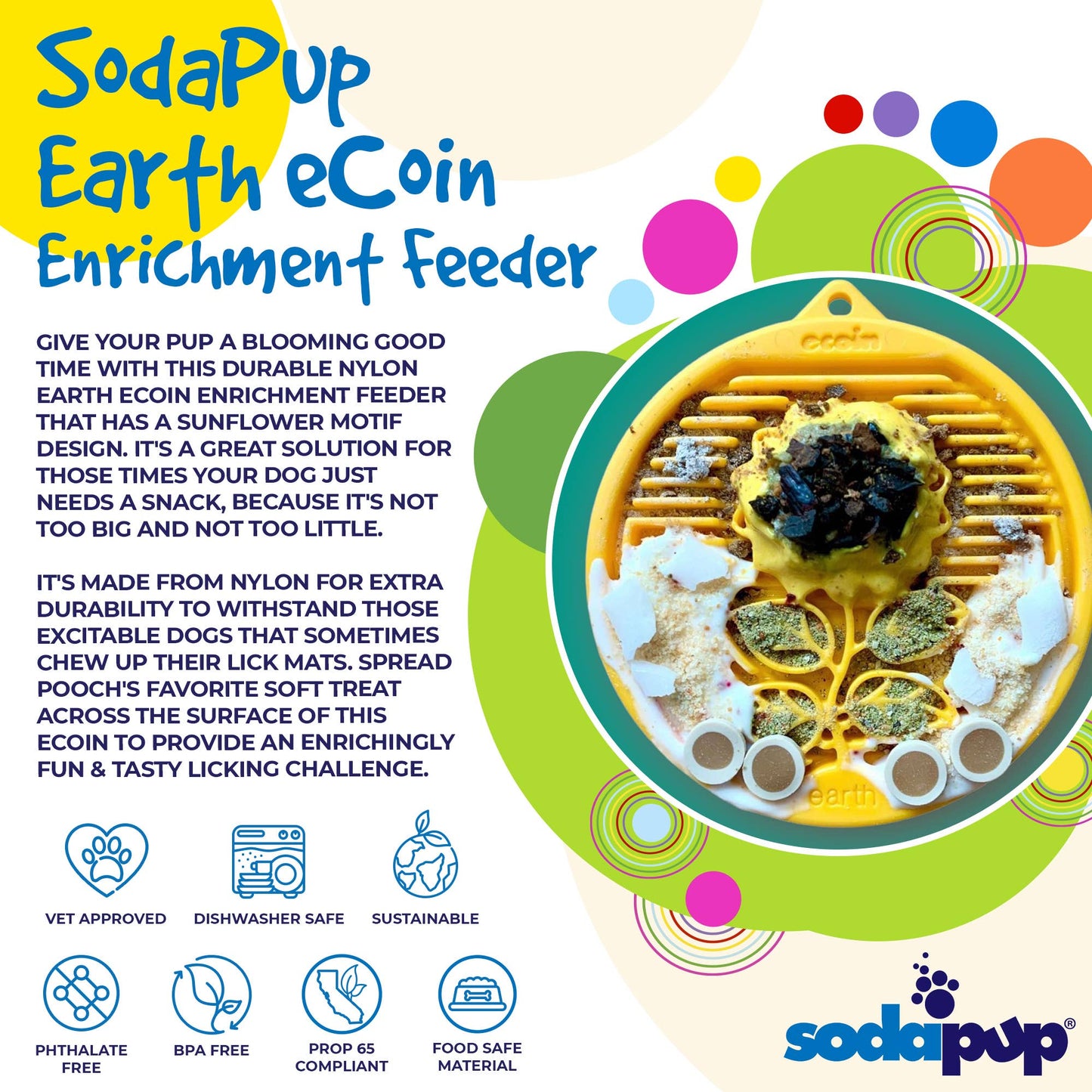 "Earth" nylon eCoin durable enrichment snacking coin