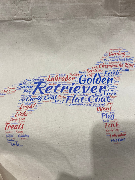 Retriever themed WordArt shopping bag