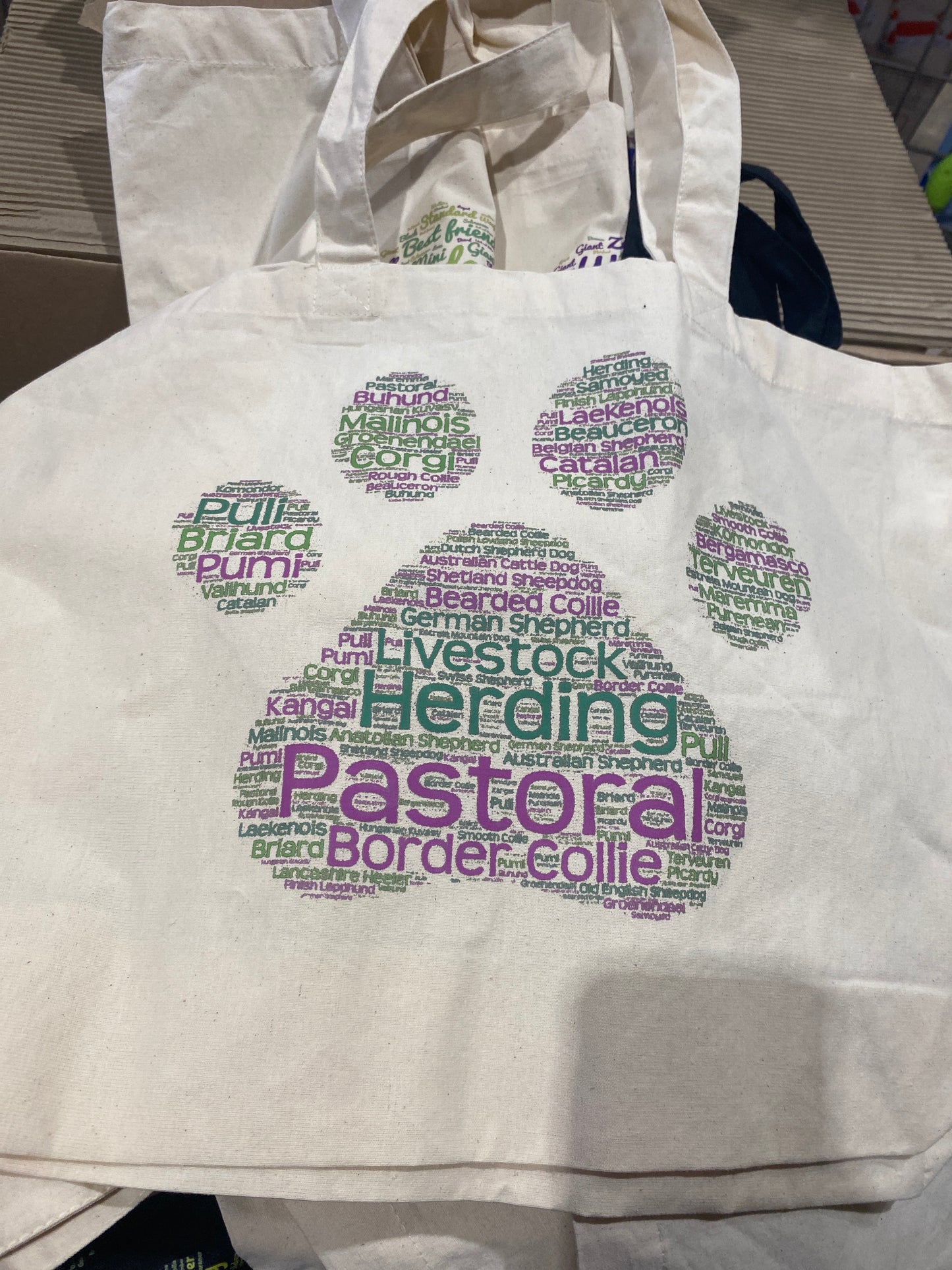 Pastoral Breed themed WordArt shopping bag