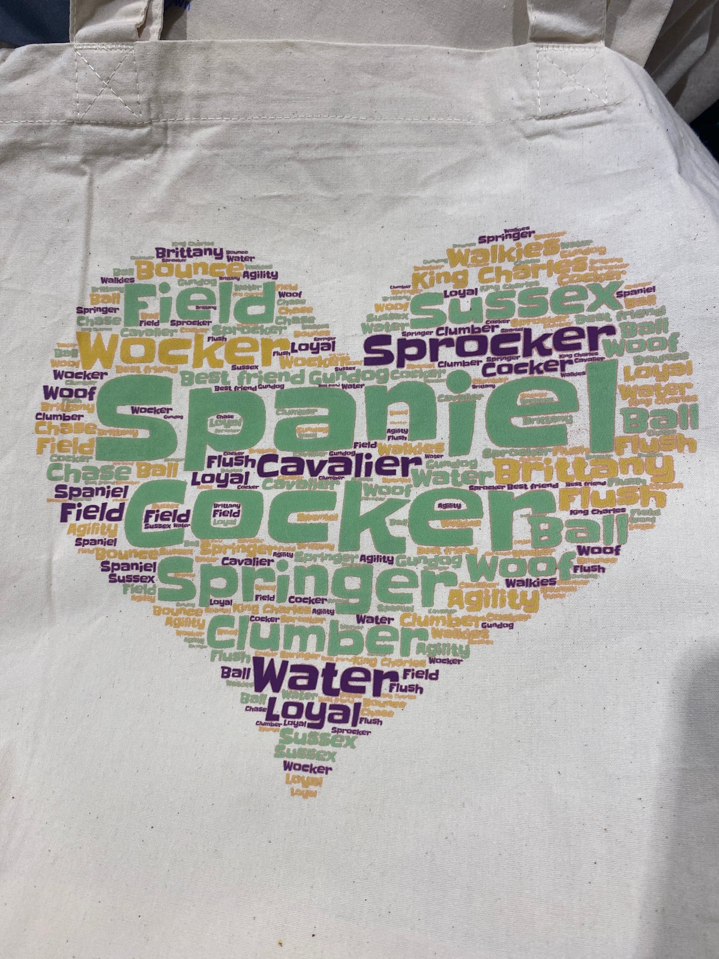 Spaniel themed WordArt shopping bag