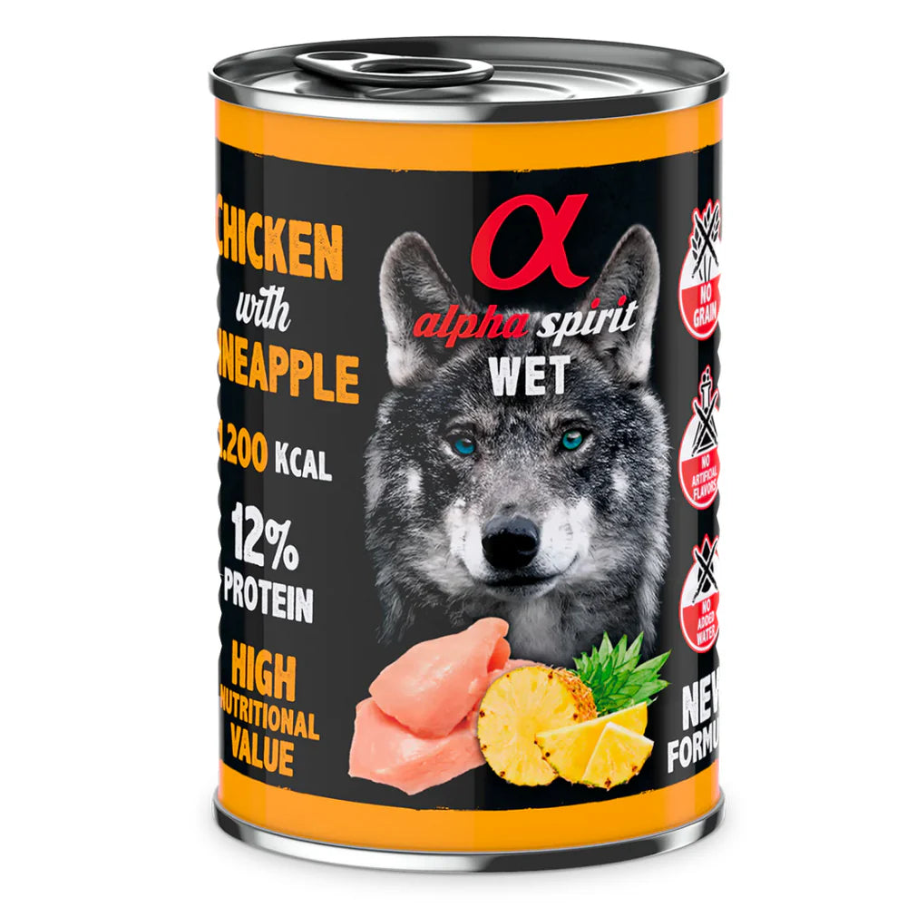 Alpha Spirit Chicken with pineapple wet dog food 400g