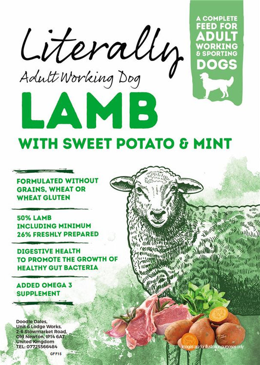 Literally Grain Free. Lamb & mint. Working dog 15kg