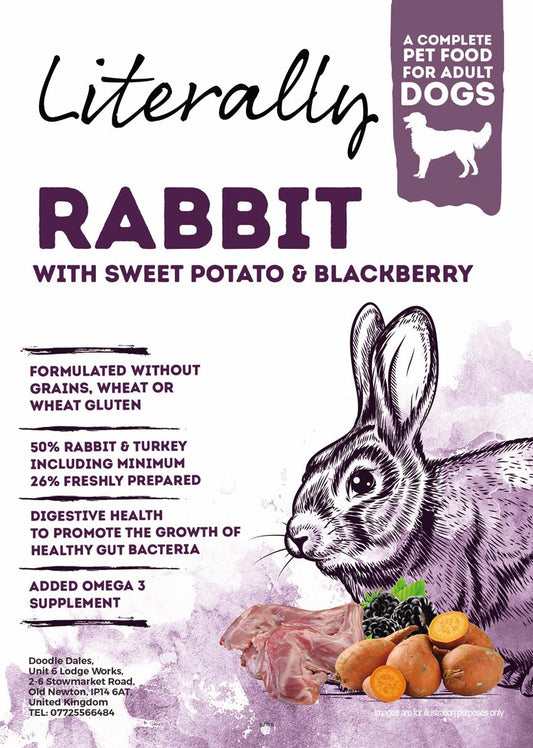 Literally Grain Free. Rabbit & Turkey for adult dogs