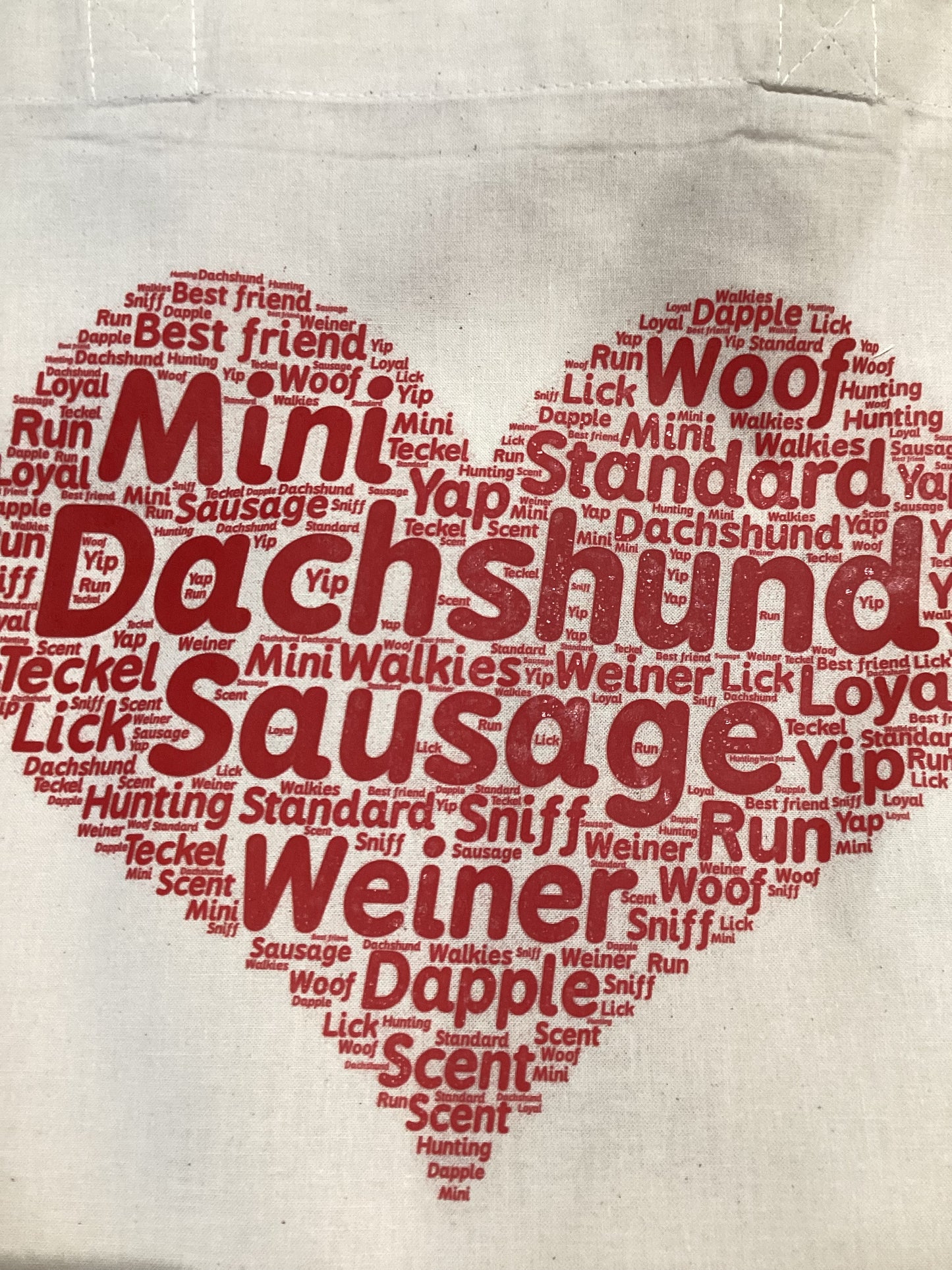 Dachshund themed WordArt reusable shopping bag