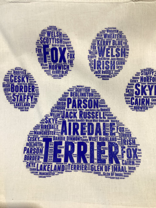 Terrier breed group WordArt reusable shopping bag