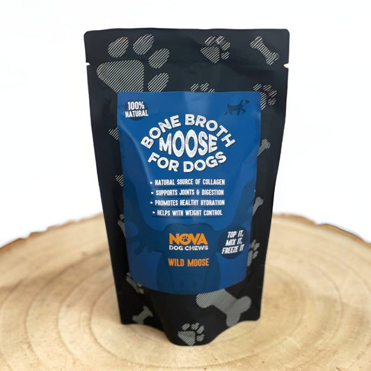 Nova Dog chews. Moose bone broth 230ml