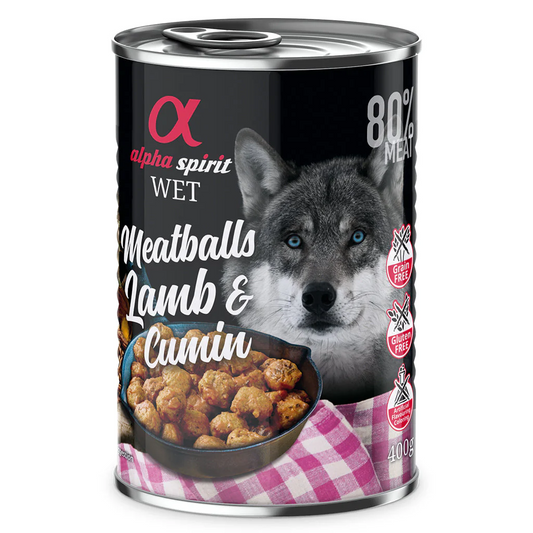 Alpha Spirit Lamb with cumin canned meatballs for dogs 400g