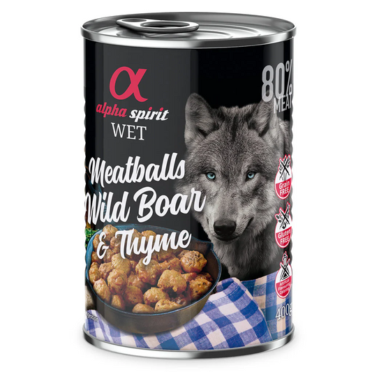 Alpha Spirit Wild Boar with Thyme canned meatballs for dogs 400g