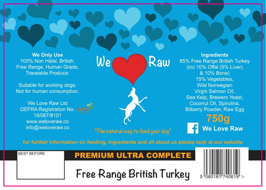 We Love Raw. Free Range Turkey 9x150g