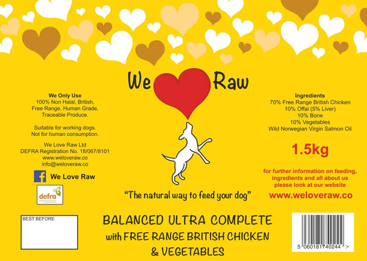 We Love Raw Chicken Complete with vegetables