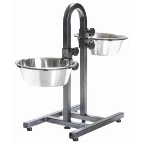 Height adjustable double dog bowl