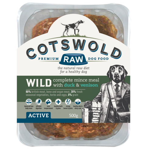 Cotswold Raw dog food wild duck and venison mince 80/20