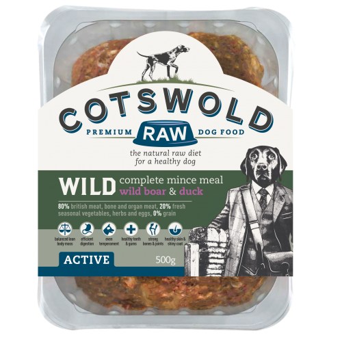 Cotswold Raw dog food wild boar and duck mince 80/20