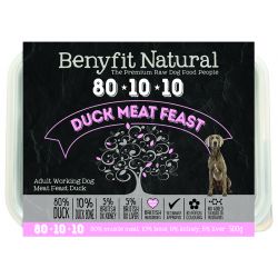 Benyfit Natural 80/10/10 meat feast raw dog food. Duck