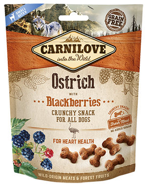 Carnilove Crunchy dog treat. Ostrich with blackberries 200g