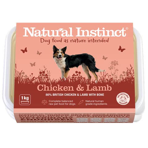 Natural Instinct Natural Range raw dog food. Chicken & lamb
