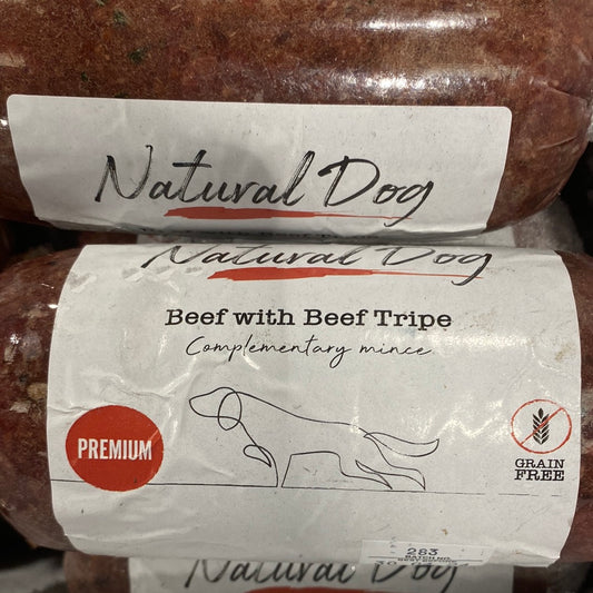 Natural Dog, Beef & beef tripe with vegetables 500g