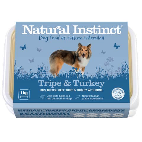 Natural Instinct Natural Range raw dog food. Tripe & Turkey