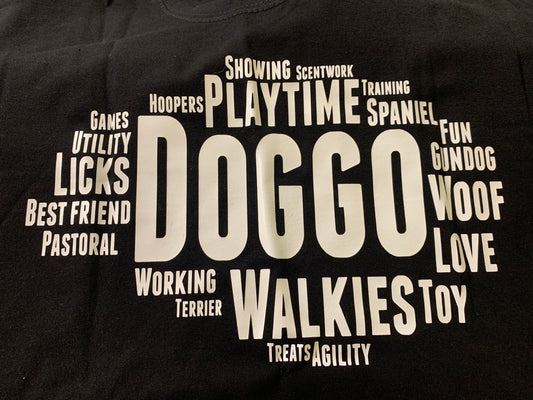 Adult T shirt. Doggo word art