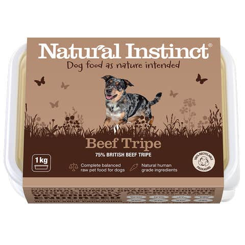Natural Instinct Natural Range raw dog food. Beef tripe
