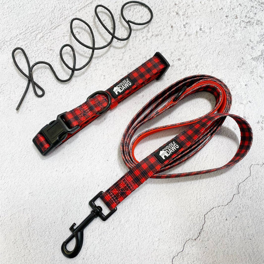 House of Dawg. Red Plaid dog collar