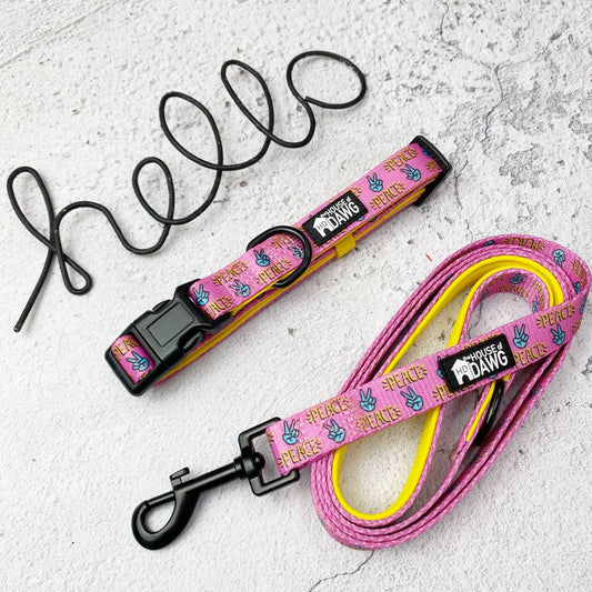 House of Dawg. Pink Peace dog collar
